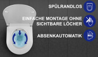 VILSTEIN Hänge WC - Spülrandlos - Tiefspüler Toilette inkl. Sitz mit Softclose und Quickrelease