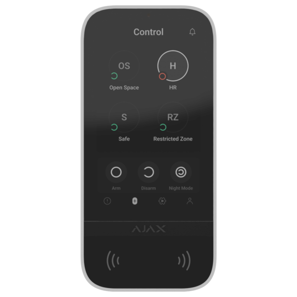 AJAX | Bedienteil | Touchscreen | Autorisierung per Tag + Code + Smartphone | Weiß | Keypad Touch