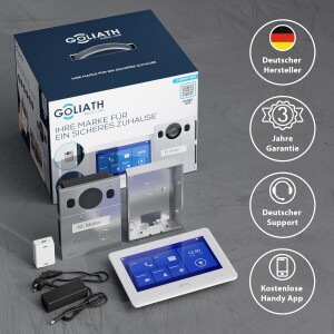 GOLIATH Basic 2-Draht BUS Video Türsprechanlage | FullHD | App | 150° | 1 Familie | Silber/Weiß | Aufputz