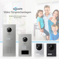 GOLIATH Hybrid IP Video Türsprechanlage mit App | Silber | 1-Fam | 2x7 Zoll Weiß | Unterputz | 180°